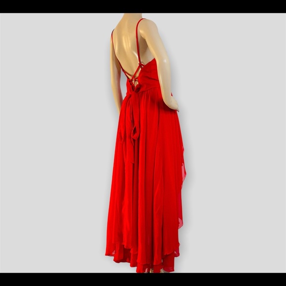 COPY - Sexy Red Party Irregular Ruffle High Waist Vestidos Dress New - Picture 2 of 11